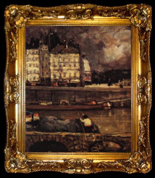 framed  James Wilson Morrice The Left Branch of the Seine before the Place Dauphine, ta009-2